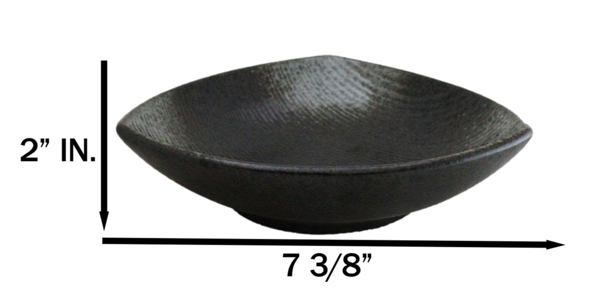 Set Of 5 Charcoal Grey Hakumu Ceramic Appetizer Salad Triangular Deep Plates