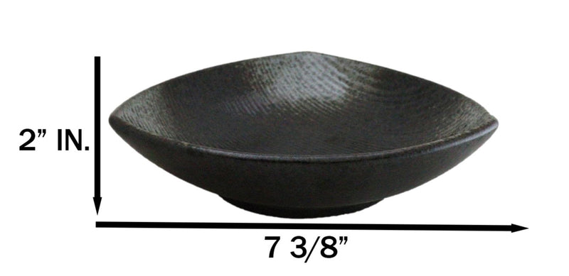 Set Of 5 Charcoal Grey Hakumu Ceramic Appetizer Salad Triangular Deep Plates