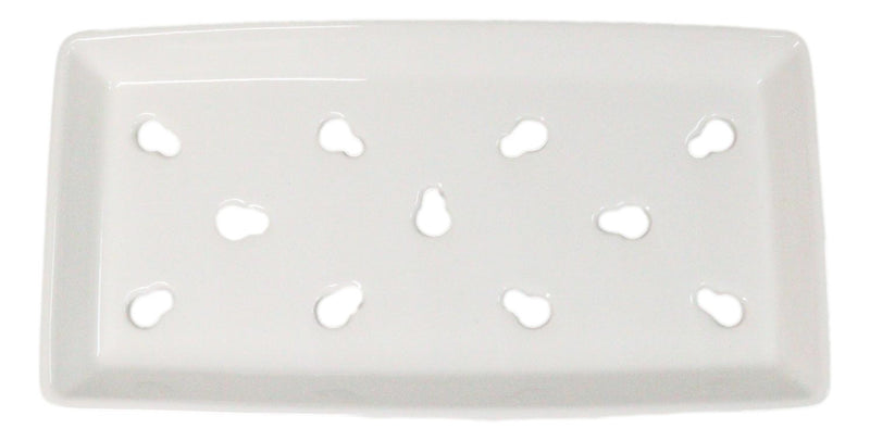 Pack Of 12 Ceramic White Neta Zara Sushi Case Plates With Drip Holes 8" By 4"