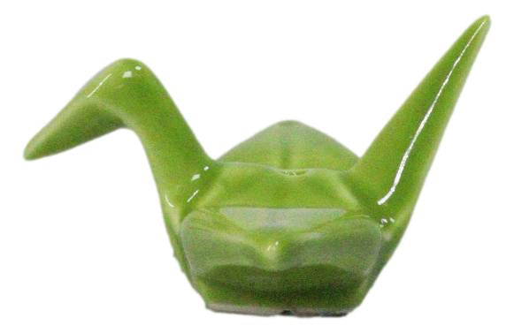 Ebros Set of 4 Ceramic Green Japanese Origami Crane Incense Stick Holders
