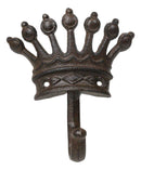 Pack Of 4 Cast Iron Medieval Royalty King and Queen Crowns Wall Coat Hooks