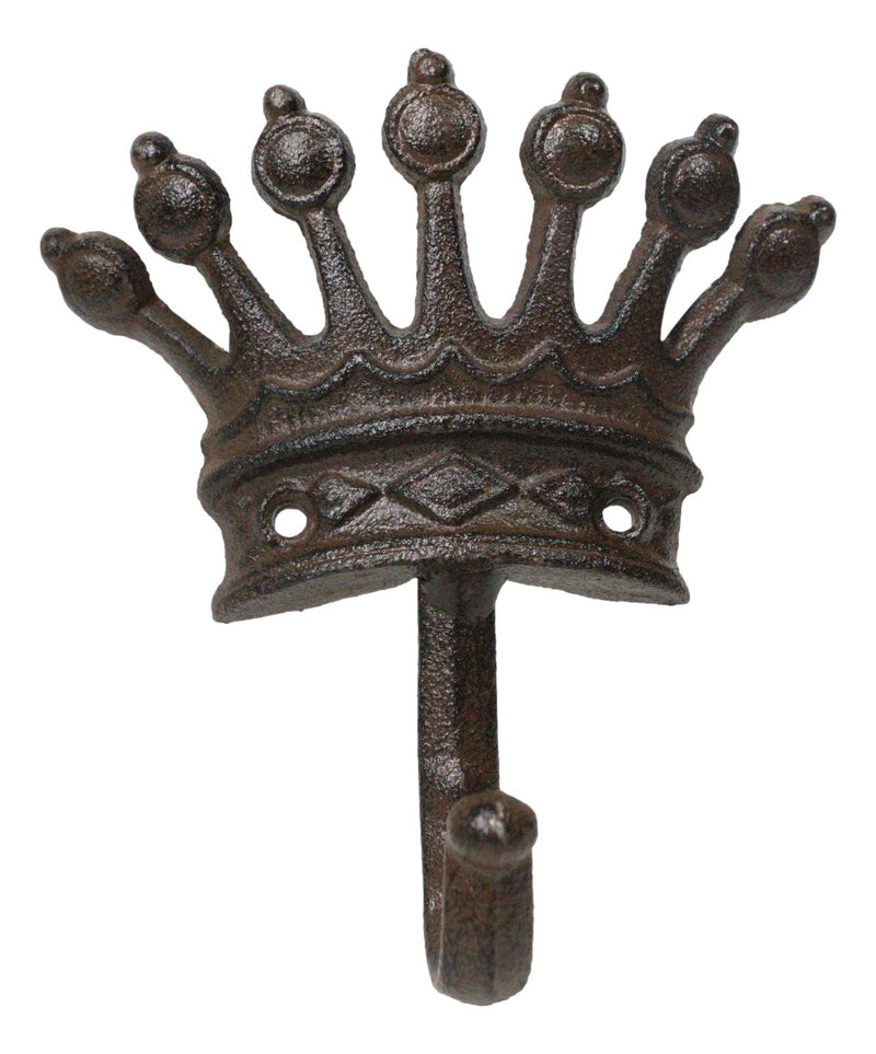 Pack Of 4 Cast Iron Medieval Royalty King and Queen Crowns Wall Coat Hooks