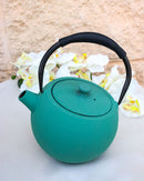 Pastel Green Minimalistic Tilted Round Cast Iron Teapot 28oz Tea Pot With Handle