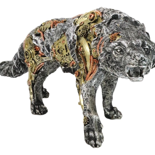 Sci Fi Prowling Steampunk Robotic Wolf With Sculpted Gearwork