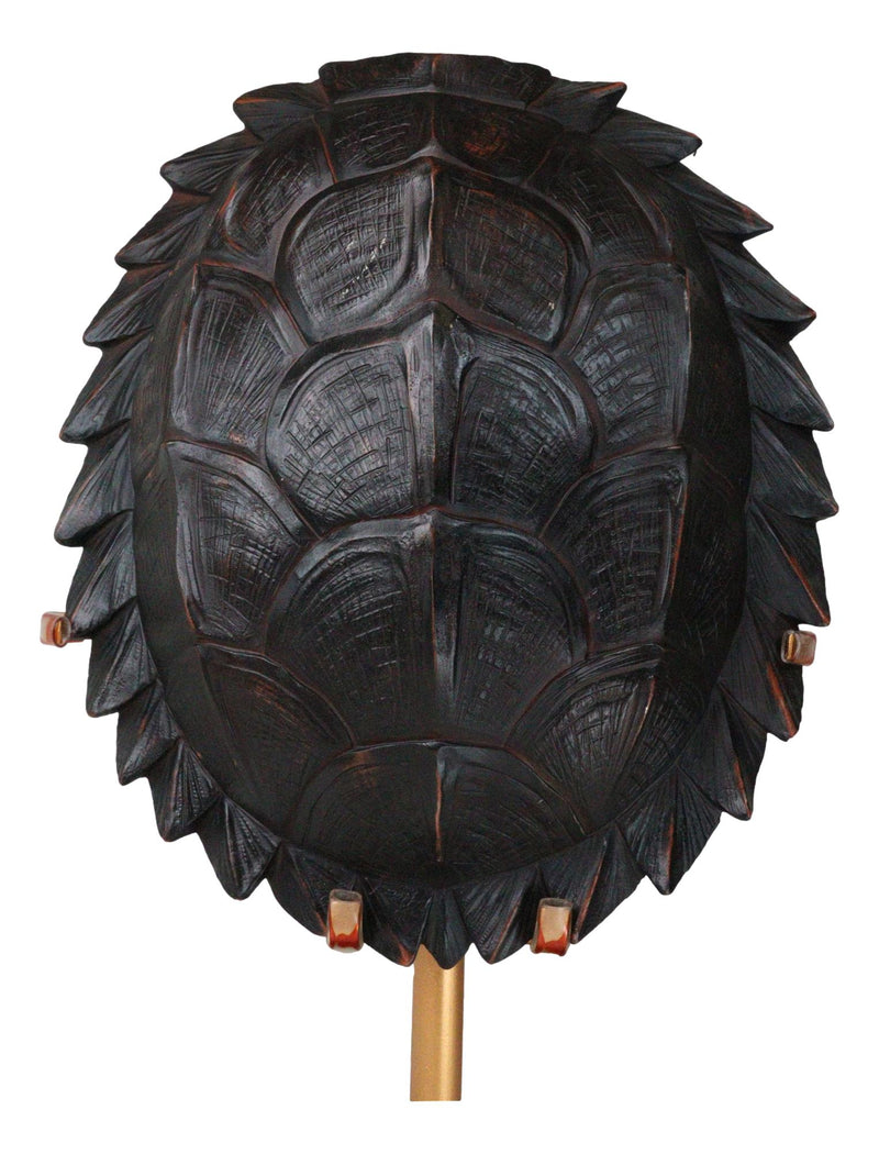 Large Nautical Marine Jagged Shell Faux Sea Turtle Sculpture With Pole Stand