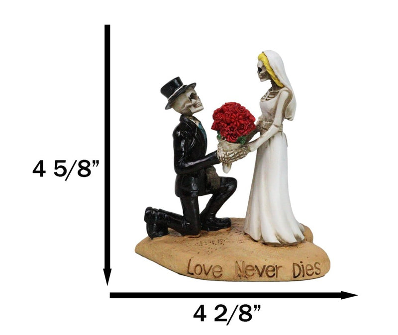 Love Never Dies Wedding Bride Groom Skeletons With Roses Cake Topper Figurine