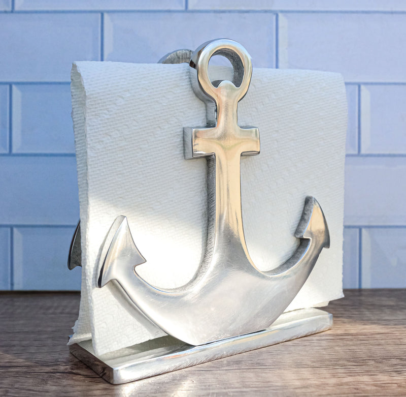 Aluminum Sailor Marine Sea Ship Anchor Decorative Paper Napkin Holder Sculpture