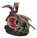 LED Crystal Faux Geode Dragons Duelling Figurine, Red & Green Metallic Dragons