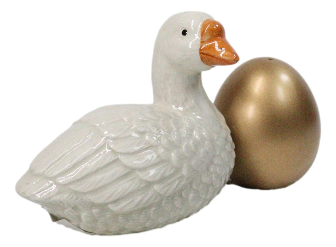 Ebros Goose and Golden Egg Ceramic Salt and Pepper Shakers Set of 2