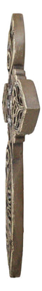 Rustic Western God Bless My Family Faux Wooden Tooled Scrollwork Wall Cross