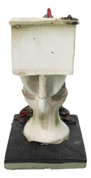 Still Constipated Funny Red Punk Mohawk Skeleton on Bathroom Toilet Figurine