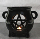 Wicca Witchcraft Pentagram Black Cauldron Essential Oil Warmer Candle Holder