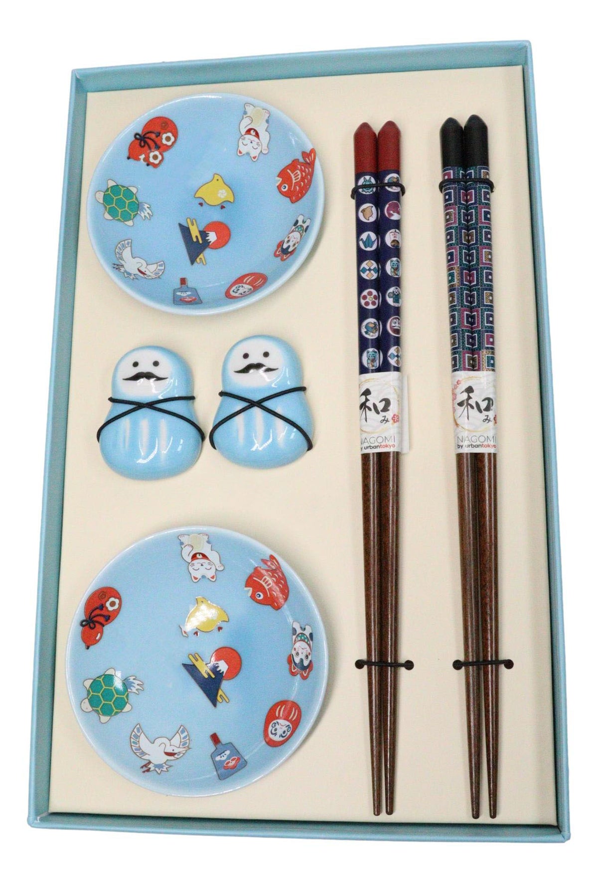 Japanese Cartoon Icons Blue Sauce Dishes Chopsticks And Rests Sushi Set For 2
