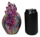 Punk Rock Rainbow Tie Dye Skull With Colorful LED Mohawk Crystal Hair Figurine