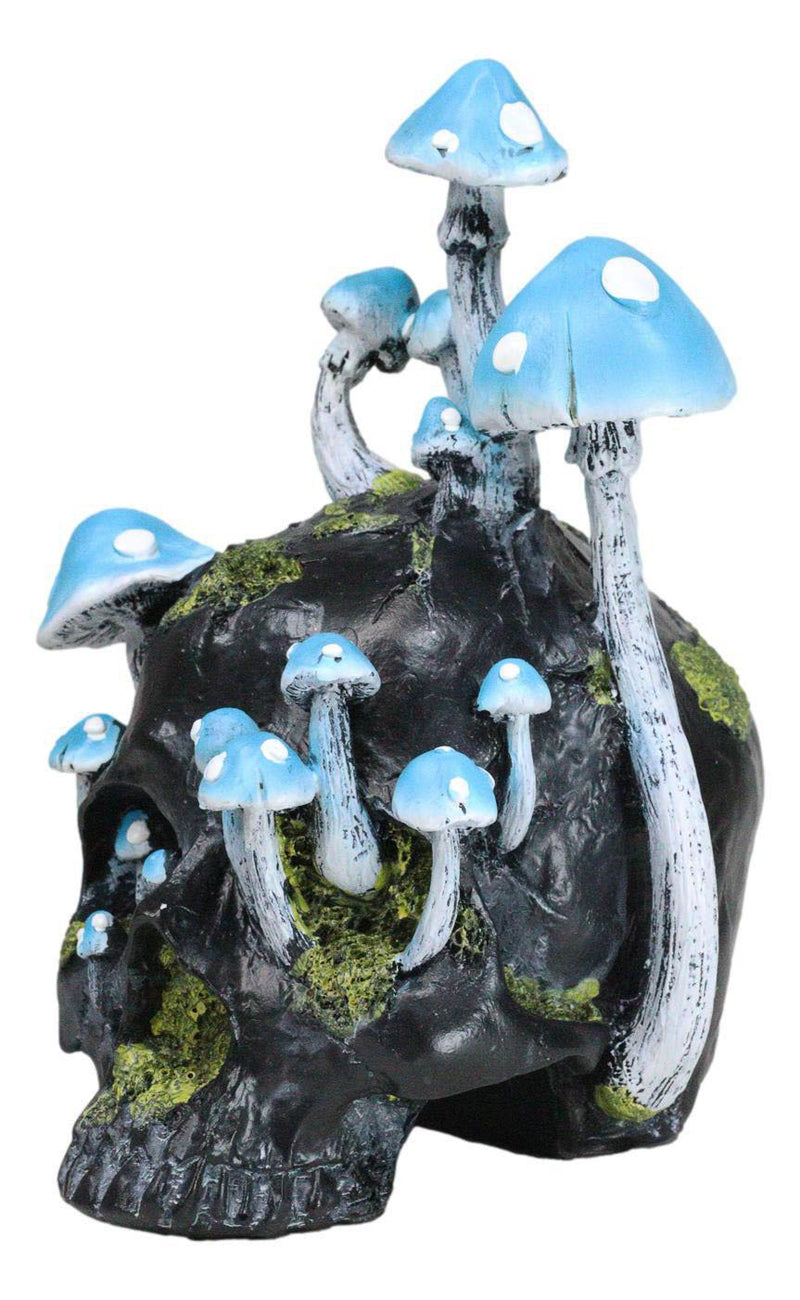 Wicca Stacking Toadstool Mushrooms and Moss Fungi Forest Black Skull Figurine