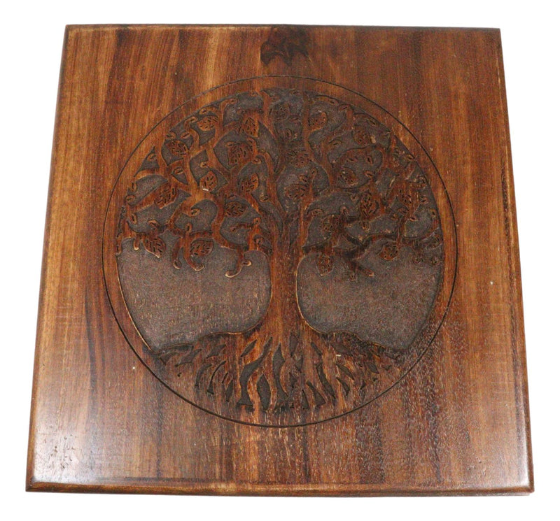 Wicca Celtic Tree Of Life Yggdrasil 12"x12" Side Ritual Altar Table Mango Wood