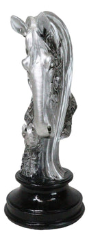 Silver Equine Mother Horse And Foal With Tooled Floral Vines Filigree Figurine