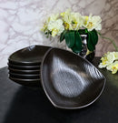 Set Of 6 Kokuyo Black Minimalist Appetizer Salad Triangular Deep Serving Plates