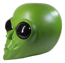 Oversized UFO Space Invader Martian Green ET Roswell Alien Head Skull Statue 18"