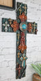 Rustic Western Layered Crosses Fleur De Lis Cowboy Turquoise Tooled Wall Cross