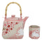 Pink Sakura Cherry Blossoms With Rabbit Hexagonal Teapot With 4 Tea Cups Set