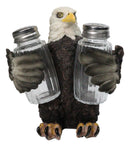 American Patriotic Bald Eagle Salt and Pepper Shaker Holder With Glass Shakers