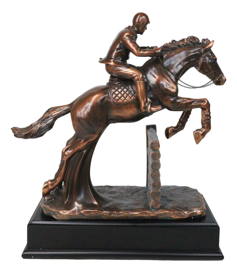 Equestrian Racing Galloping Horse with Jockey Bronze Electroplated Figurine