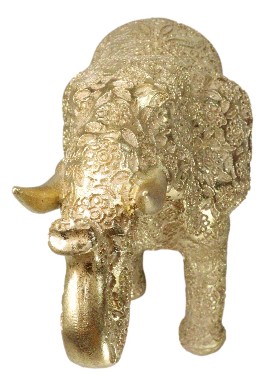 Large Feng Shui Royal Gold Ornate Mandala Design Elephant With Trunk Up Figurine - Ebros Gift