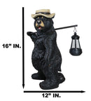 Ebros Rustic Forest Black Bear Outdoor Hiking Figurine W/ Solar LED Light Lantern Lamp