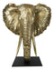 Large 18"H Gold Patina Safari African Bush Elephant Sculpture On Museum Base