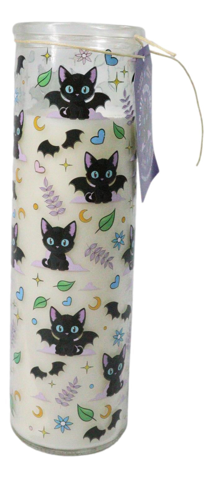 Halloween Magic Cute and Creepy Cat Bat Lavender Scented Glass Tube Candle