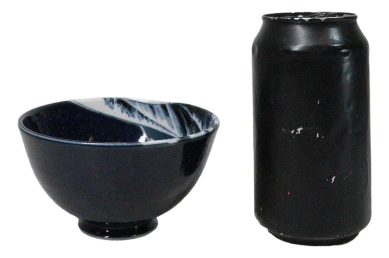 Set Of 4 Blue Japanese Hokusai Great Wave Porcelain Soup Rice Dessert Bowls 11oz