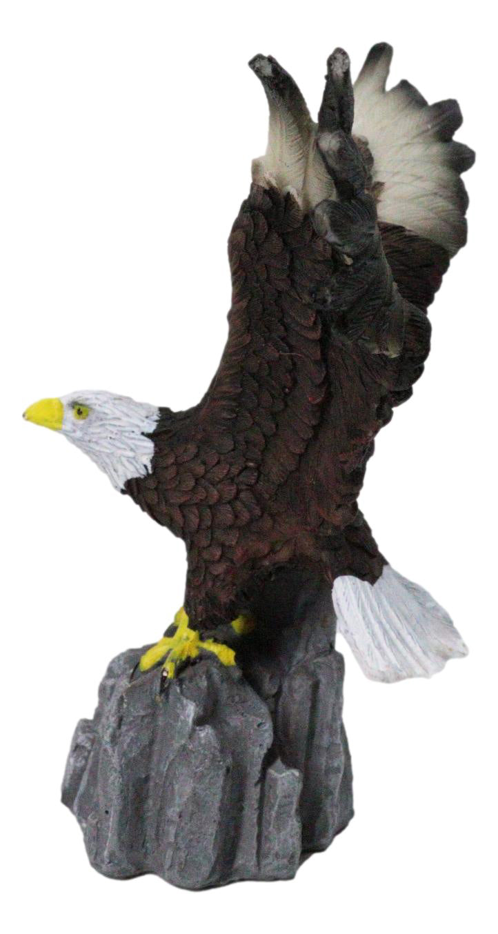 American Pride Bald Eagle with Open Wings by Rocky Cliff Ledge Figurine 5.75"H