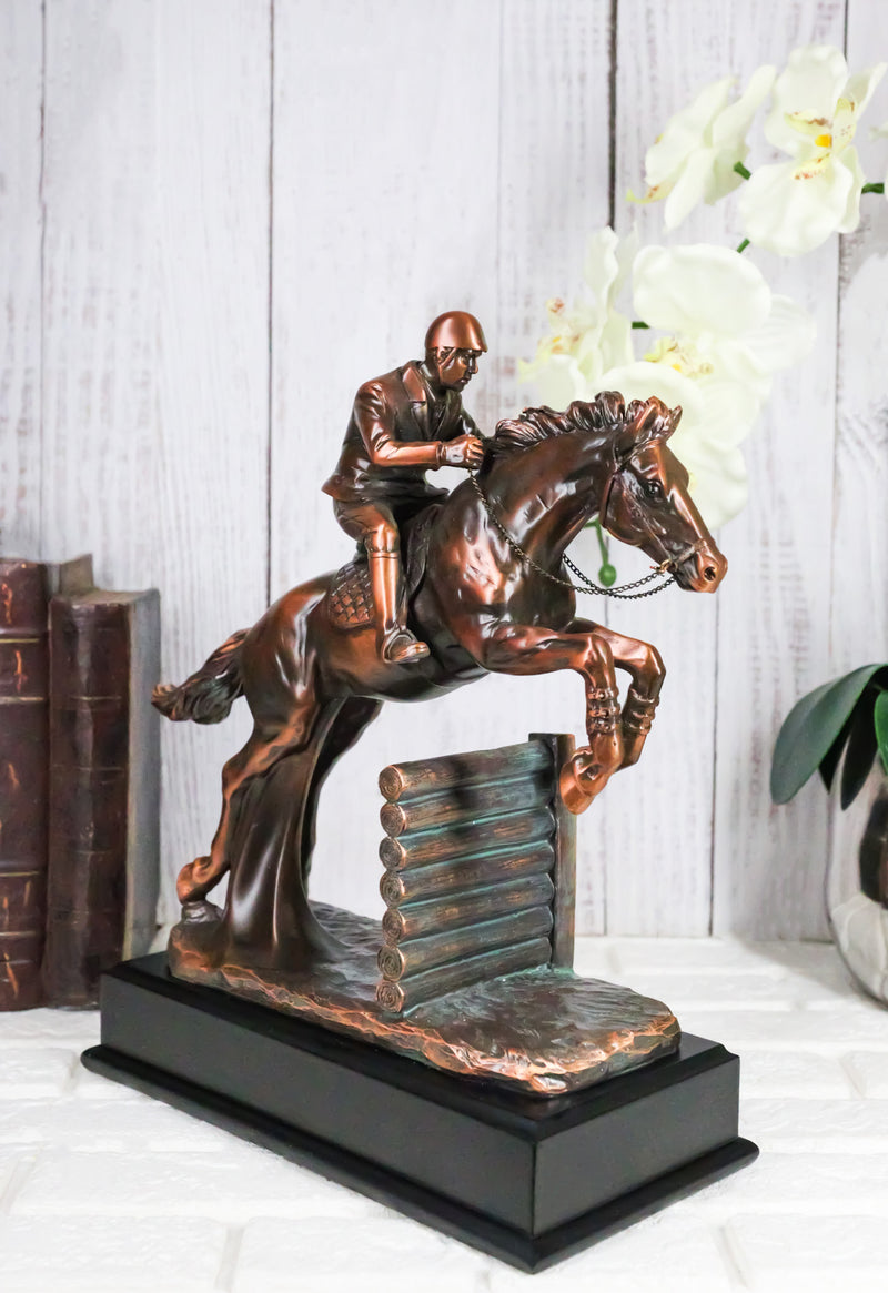 Equestrian Racing Galloping Horse with Jockey Bronze Electroplated Figurine
