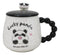 Ceramic Cute Lucky Laughing Panda Bear With Lid And Panda Head Spoon Mug Cup