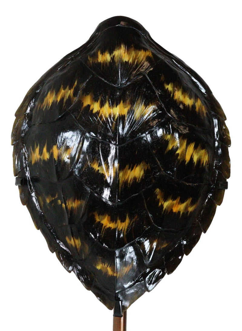 Nautical Marine Black Tone Faux Hawksbill Turtle Shell Sculpture With Pole Stand