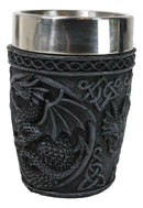 Set Of 2 Gothic Fantasy Moon Voyage Of The Dragon Celtic Knotwork Shot Glasses