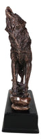 Mystical Full Moon Howling Alpha Gray Wolf Statue In Bronze Electroplated Finish