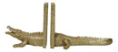 Nautical Marine Faux Gold Crocodile Alligator Head And Tail Bookends Pair Set