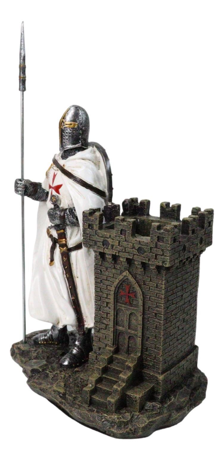 Ebros Templar Crusader Knight Castle Pen & Stationery Holder Figurine