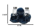 Blue Spotted Nautical Marine Cephalopod Octopus Salt Pepper Shakers Holder Set