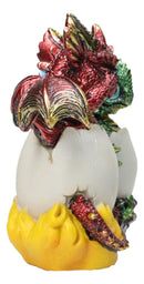 Metallic Colorful See Hear Speak No Evil Baby Dragon Hatchling in Eggs Figurines
