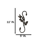 Pack of 2 Cast Iron Whimsical Hummingbird By Vine Planter Holder Wall Hook 11"H