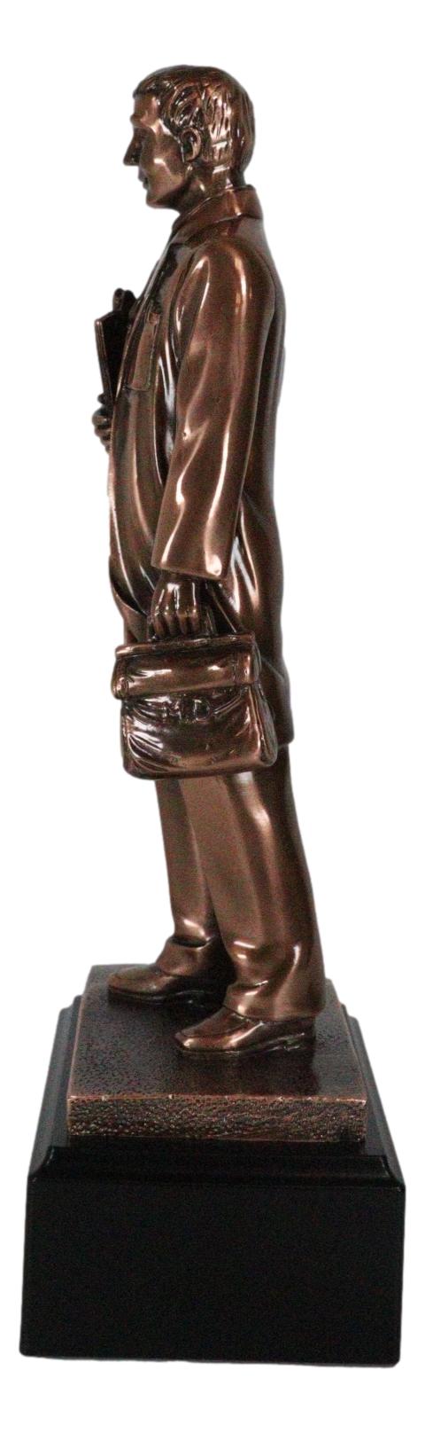 Medical Professional Physician Male Doctor Bronzed Resin Statue With Base Stand