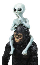 Large Sasquatch Bigfoot Flipping Off With Roswell Alien On Shoulders Figurine