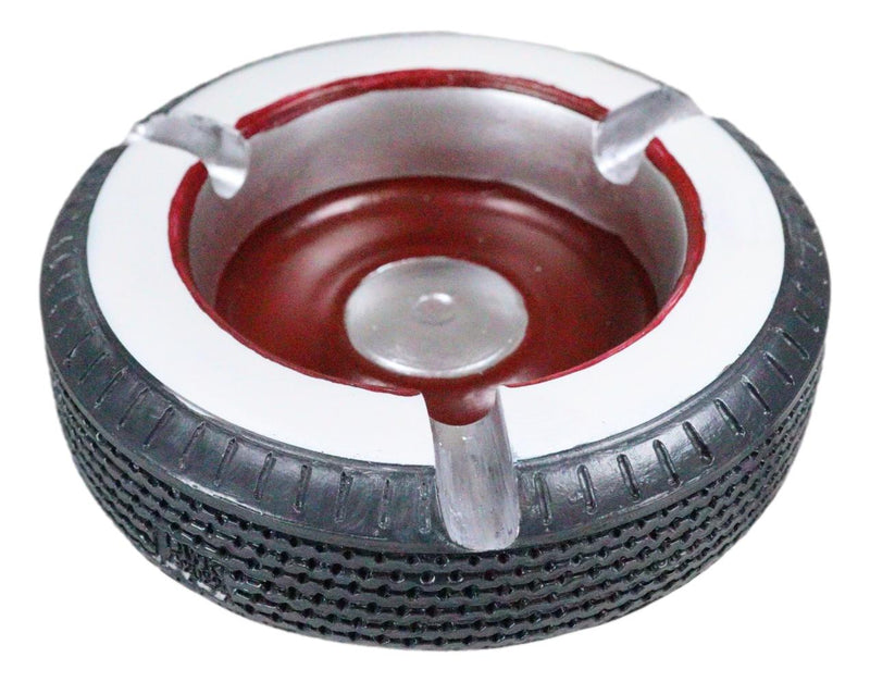 Novelty American Classic Whitewall Wheel Tire Cigarette Ashtray Resin Figurine