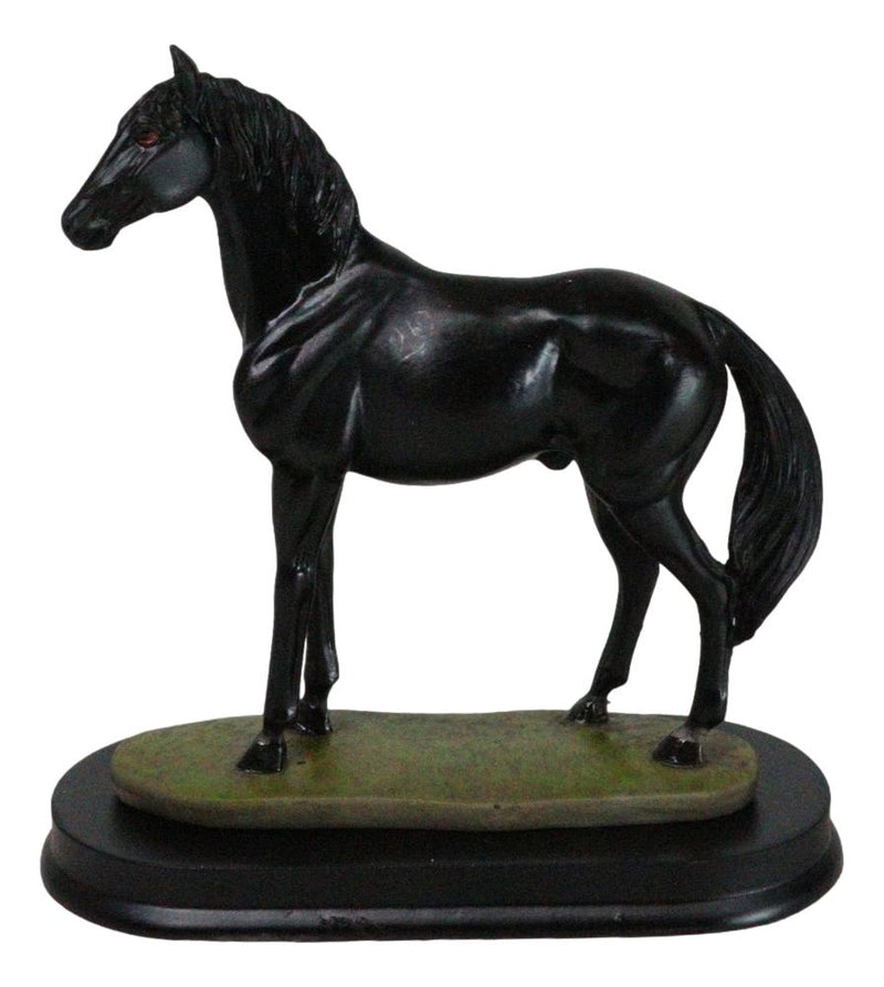 Equine Thoroughbred Pride Black Beauty Horse Steed Model Figurine On Base Stand
