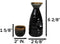 Glazed Ceramic Brown White Waterfall Japanese Sake Tokkuri Flask And 4 Cups Set