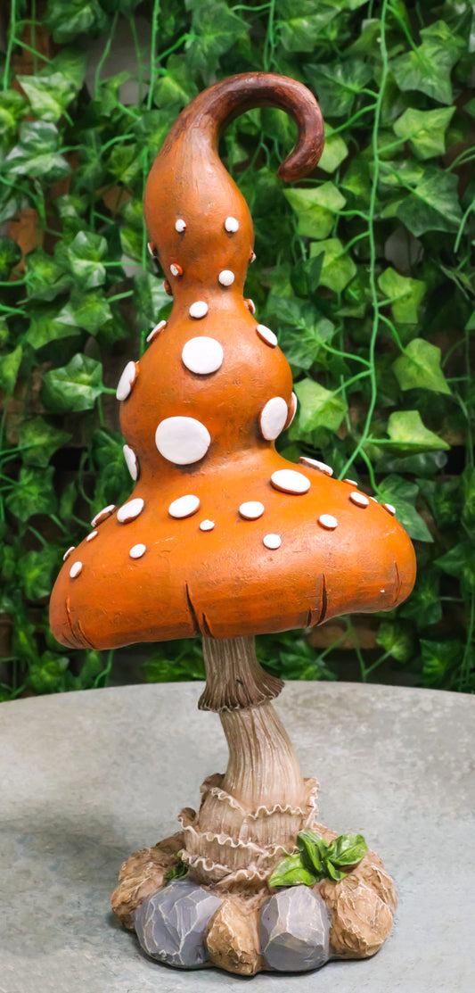 Enchanted Fairy Garden Giant White Spotted Toadstool Mushroom Figurine 13" H