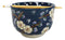 Midnight Blue Plum Blossoms Large 24Oz Donburi Ramen Bowl With Chopsticks Set